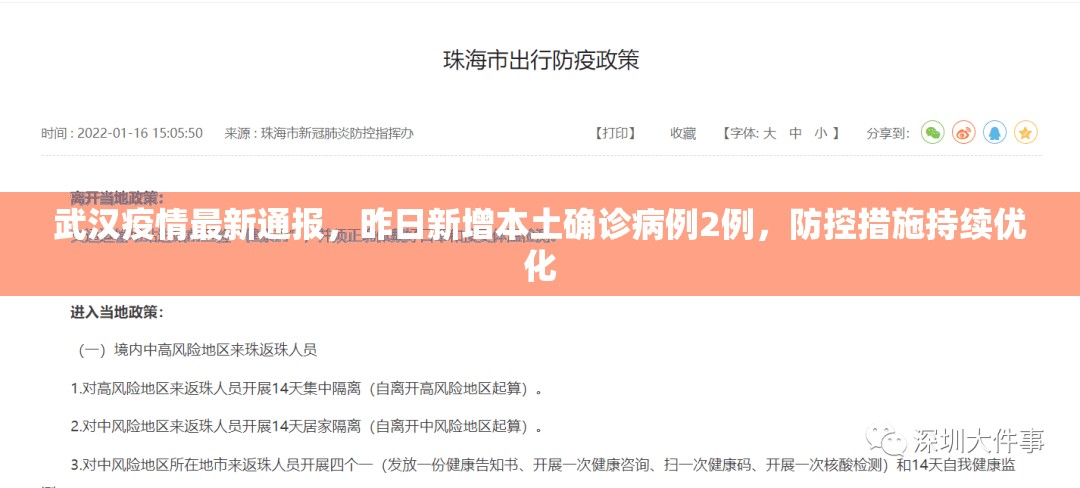 武汉疫情最新通报，昨日新增本土确诊病例2例，防控措施持续优化