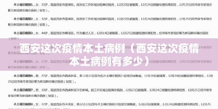 西安这次疫情本土病例（西安这次疫情本土病例有多少）