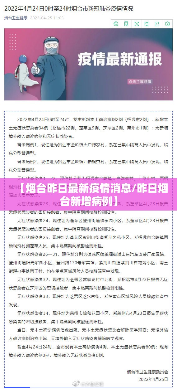 【烟台昨日最新疫情消息/昨日烟台新增病例】