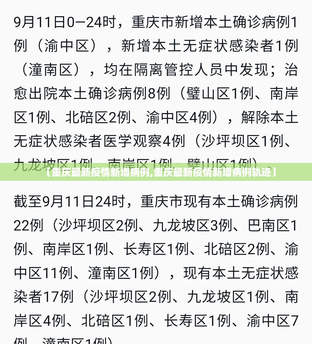 【重庆最新疫情新增病例,重庆最新疫情新增病例轨迹】